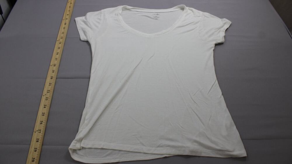 Just Be T Shirt Womens XL White Scoop Neck Short Sleeve Stretch Basic Tee